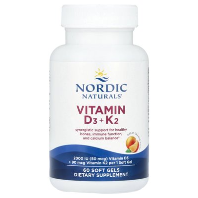 Nordic Naturals, witamina D3 + K2, Great Orange, 60 miękkich żeli