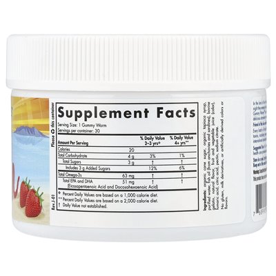 Nordic Naturals, Nordic Omega-3 ™ Gummy Worms, truskawki, 30 gumowatymi robakami