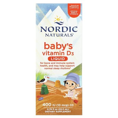 Nordic Naturals, witamina D3 Baby, płyn, 10 mcg (400 IU), 0,76 Fl Oz (22,5 ml) Nordic Naturals, witamina D3 Baby, płyn, 10 mcg (400 IU), 0,76 Fl Oz (22,5 ml)