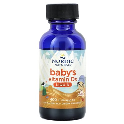Nordic Naturals, witamina D3 Baby, płyn, 10 mcg (400 IU), 0,76 Fl Oz (22,5 ml) Nordic Naturals, witamina D3 Baby, płyn, 10 mcg (400 IU), 0,76 Fl Oz (22,5 ml)
