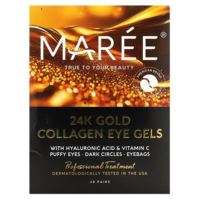 Maree, 24K Gold Colagen Eye żele, złoty wschód słońca, 20 par, 4,2 uncji (120 g)
