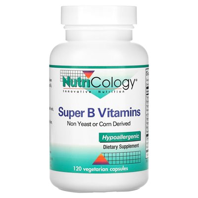 Nutricology, Super B Vitamins, 120 kapsułek wegetariańskich Nutricology, Super B Vitamins, 120 kapsułek wegetariańskich