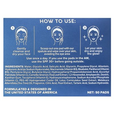 Maree, Tägliche Peeling-Pads, Glykolsäure und Vitamine B3, B5, E, Pfirsich, 50 Pads