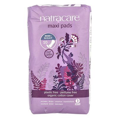 Natracare, Pieluchy Maxi, Ekologiczna Bawełna, Noc, 10 Pieluch