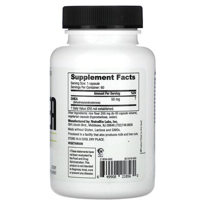 Nutrabio, Dhea, 50 mg, 60 kapsułek
