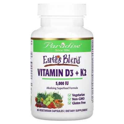 Heavenly Herbs, Erdmischung, Vitamin D3 + K2, 5000 IE, 90 vegetarische Kapseln