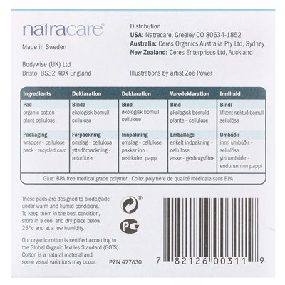 Natacare, ultra podkładki, ochronna ogroda organiczna, Super Plus, 12 podkładek
