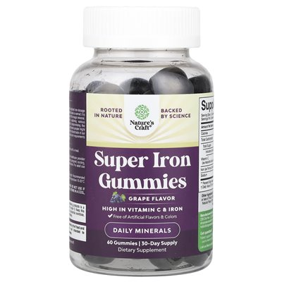 Nature's Craft, Super Iron Gummies, winogrona, 60 gumzy