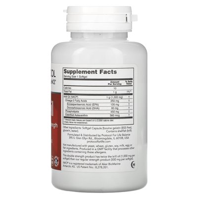 Balance Life Protocol, Krillöl, doppelte Stärke, 1000 mg, 60 Soft