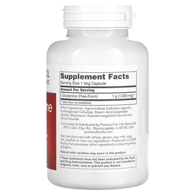 Protocol for Life Balance, L-Glutamina, 1000 mg, 120 Wegetariańskich Kapsułek Protocol for Life Balance, L-Glutamina, 1000 mg, 120 Wegetariańskich Kapsułek