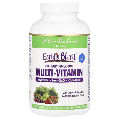 Paradise Herbs, Ziemska Mieszanka, Jedna Dziennie Superfood Multi-Witamina, Bez Żelaza, 120 Wegetariańskich Kapsułek Paradise Herbs, Ziemska Mieszanka, Jedna Dziennie Superfood Multi-Witamina, Bez Żelaza, 120 Wegetariańskich Kapsułek