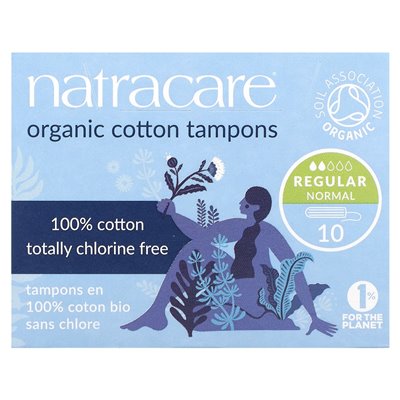 Natacare, organiczne tampony z bawełny, regularne, 10 tamponów
