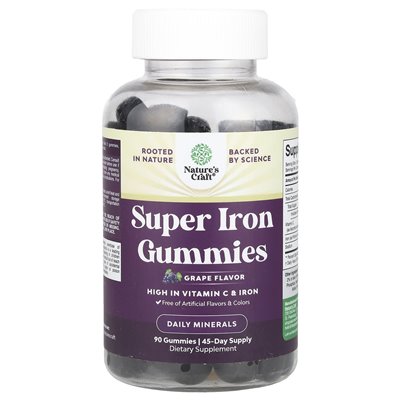 Nature's Craft, Super Iron Gummies, winogrona, 90 gumzy