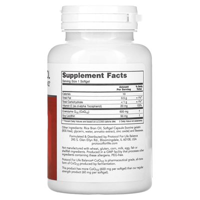 Protokół Bilans Life, COQ10, maksymalna wytrzymałość, 600 mg, 60 miękkich