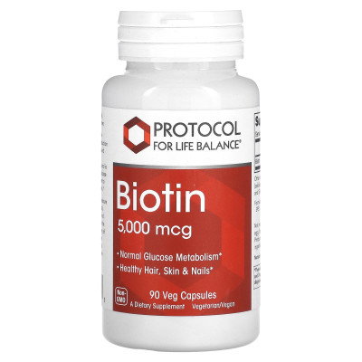 Protokół na życie, biotyna, 5000 mcg, 90 warzyw kapsułek