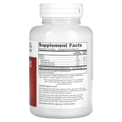 Life Balance Protocol, Flax Seed Oil, 1000mg, 120 softgels