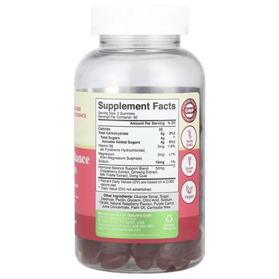 Nature's Craft, Women Wellness, Hormon Balance Gummi, malina, 120 gumzy