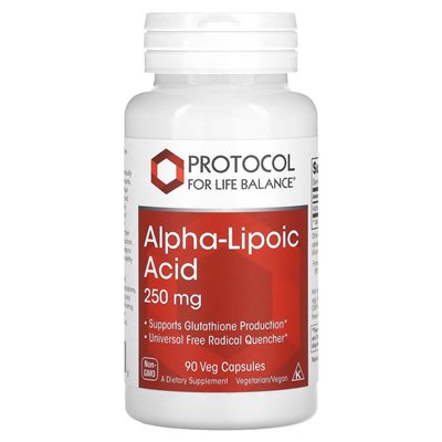Protocol for Life Balance, Kwas Alfa-Liponowy, 250 mg, 90 Wegetariańskich Kapsułek Protocol for Life Balance, Kwas Alfa-Liponowy, 250 mg, 90 Wegetariańskich Kapsułek