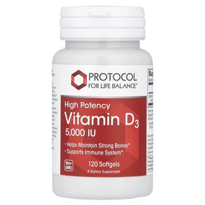 Life Balance Protocol, Vitamin D3, hohe Wirksamkeit, 5000 IE, 120 Weichkapseln
