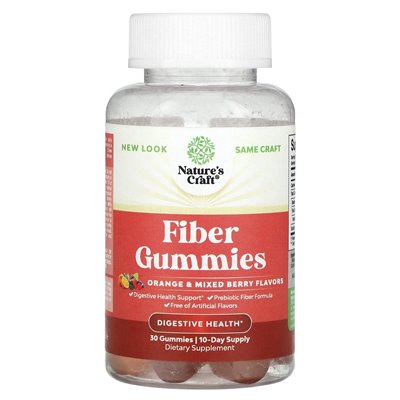 Nature's Craft, Gummies, pomarańczowe i mieszane jagody, 30 gumzy