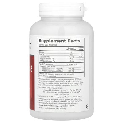 Life Balance Protocol, Molecularly Distilled Ultra Omega-3 Fish Oil, 180 Softgels