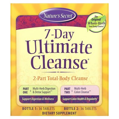 Nature's Secret, 7-dniowe Ultimate Cleanse, 2-częściowe oczyszczenie całkowitego ciała, 2 butelki, 36 tabletek każdy