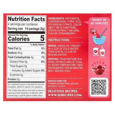 Natural simply delicious, gelatin jelly dessert, sugar-free, strawberries, 0.7 oz (20 g)