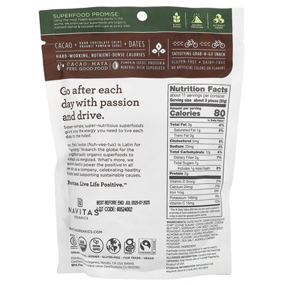 Navitas Organics, Organic Power Snacks, Chocolate Brownie, 8 oz (227 g) Navitas Organics, Organic Power Snacks, Chocolate Brownie, 8 oz (227 g)