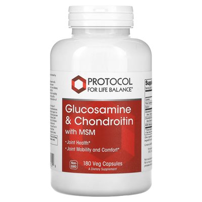 Life Balance Protocol, Glucosamine and Chondroitin with MSM, 180 Vegetable Capsules