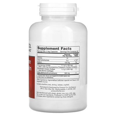 Life Balance Protocol, Glucosamine and Chondroitin with MSM, 180 Vegetable Capsules
