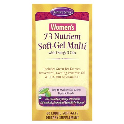 Nature's Secret, 73 Składniki Dla Kobiet Soft-Gel Multi z Oliwą Omega-3, 60 płynnych Soft-Gelów Nature's Secret, 73 Składniki Dla Kobiet Soft-Gel Multi z Oliwą Omega-3, 60 płynnych Soft-Gelów