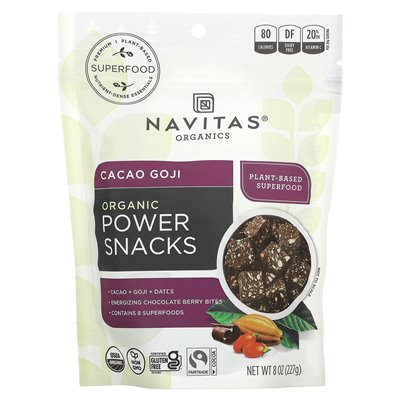 Navitas Organics, Organic Power Snacks, Cacao Goji, 8 uncji (227 g)