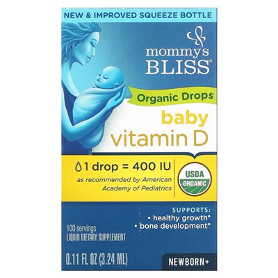 Mommy's Bliss, Witamina D, Organiczna Kawiorek, Noworodek +, 0,11 uncji fl (3,24 ml) Mommy's Bliss, Witamina D, Organiczna Kawiorek, Noworodek +, 0,11 uncji fl (3,24 ml)