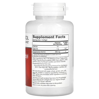 Life Balance Protocol, Phosphatidylserin mit extra Stärke, 300 mg, 50 Weichkapseln