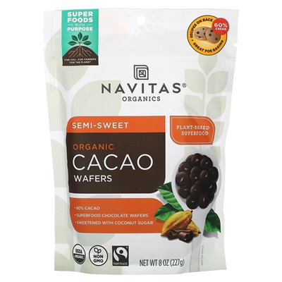 Navitas Organics, Bio-Kakaowaffeln, halbsüß, 8 oz (227 g)