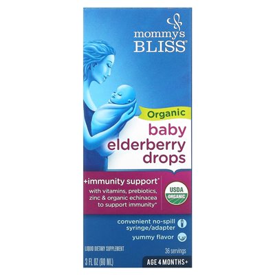 Mommy's Bliss, Organic Baby Bron Bronberry Drops, wiek 4 miesiące+, 3 fl oz (90 ml)