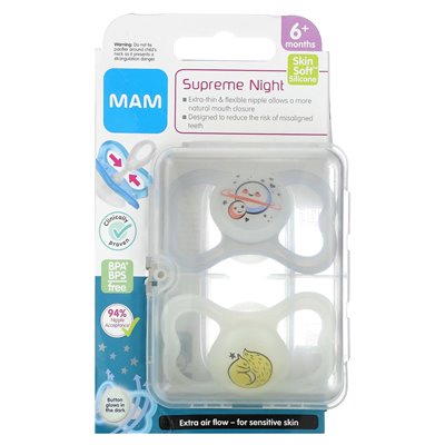 Mam, najwyższy nocny smoczek, 6+ miesięcy, wyraźny, 2 liczba Mam, najwyższy nocny smoczek, 6+ miesięcy, wyraźny, 2 liczba