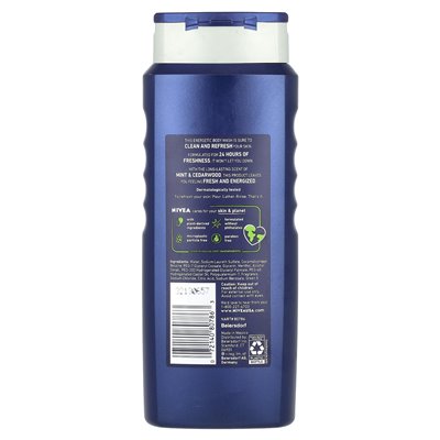 Nivea, mężczyźni, energia do mycia ciała, Mint &amp Cedarwood, 16,9 Fl Oz (500 ml)