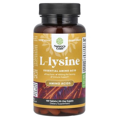 Nature's Craft, L-Lysine, 1000 mg, 100 tabletek (500 mg na kapsułkę)