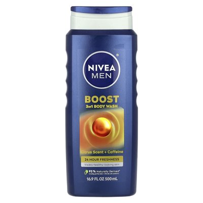 Nivea, mężczyźni, Beost 3-w-1 mycie ciała, zapach cytrusowy + kofeina, 16,9 fl oz (500 ml)