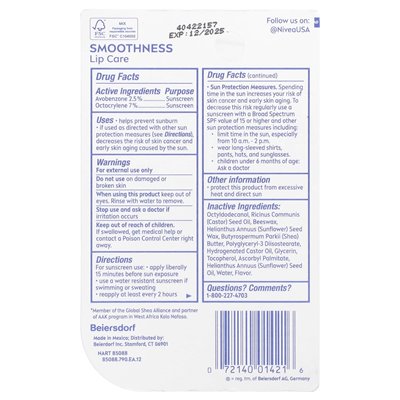 Nivea, Smoothness Lip Care, SPF 15, 0,17 uncji (4,8 g)