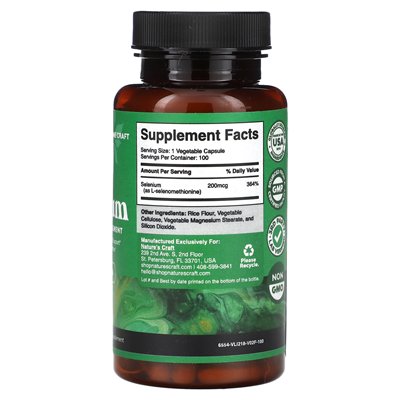 Nature's Craft, Selenium, 100 Vegetable Capsules Nature's Craft, Selenium, 100 Vegetable Capsules