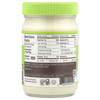 Primal Kitchen, Mayo z olejem z awokado, 12 fl oz (355 ml)