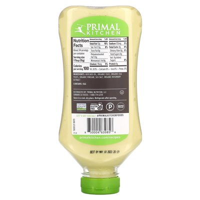 Primal Kitchen, Mayo z olejem z awokado, 17 fl oz (503 ml)