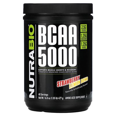 Nutrabio, BCAA 5000, Strawberry Lemon Bomb, 1,05 funtów (477 g)