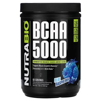 Nutrabio, BCAA 5000, niebieska malina, 0,98 funta (444 g)