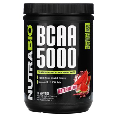 Nutrabio, BCAA 5000, Watermelon, 0,84 funtów (380 g)
