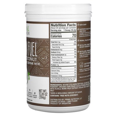 Primal Cuisine, Collagen Fuel, Schokoladen-Kokosnuss, 13,89 oz (394 g)