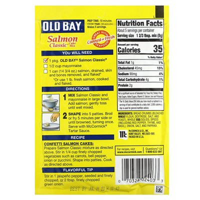 Old Bay, klassischer Lachs-Kuchenmix, 1,34 Unzen (37 g)
