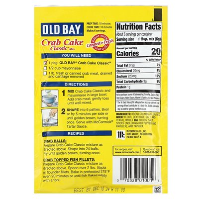 Old Bay, Crab Cake Classic Mix, 1,24 uncji (35 g)